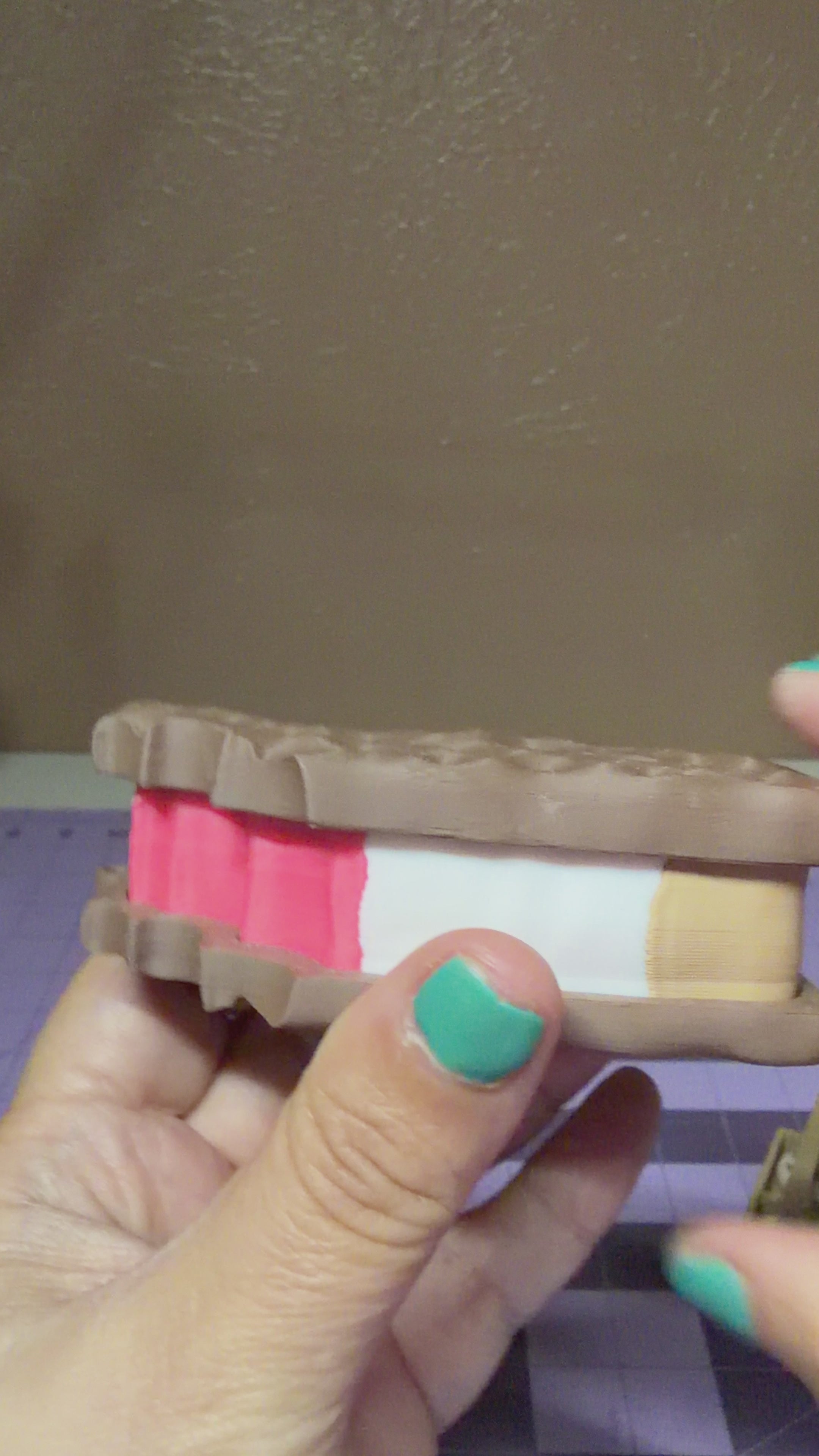 3D Printed Neapolitan Ice Cream Sandwich Clicker Fidget Toy Keychain